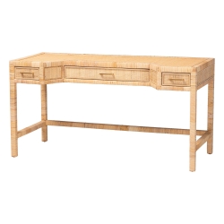 bali & pari Kalimantan Natural Rattan Desk with Three Drawers